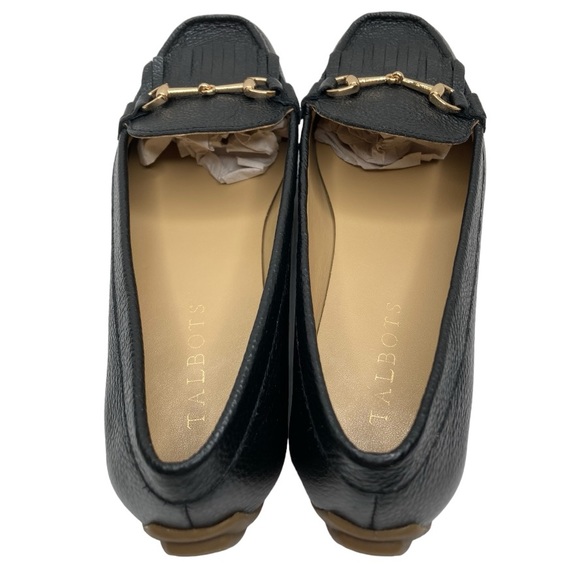 TALBOTS “EVERSON” Black & Gold Horsebit Pebbled Leather Moccasins Loafers, 7M - Picture 11 of 13